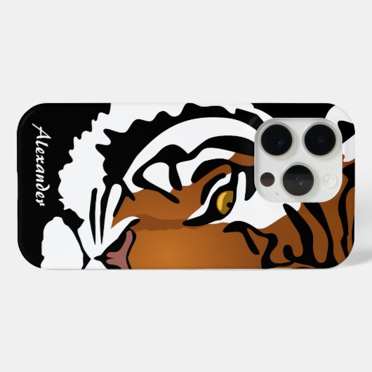 タイガー、ワイルドキャットオンブラック Case-Mate iPhoneケース (裏面 (横))