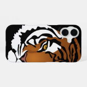タイガー、ワイルドキャットオンブラック iPhone 16ケース (裏面横)