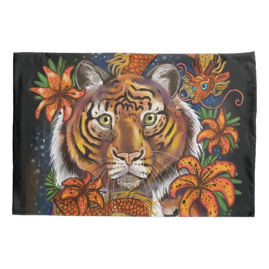 タイガー〔占星術の〕十二宮図の年中国の 枕カバー (裏面)