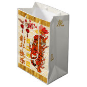 タイガー〔占星術の〕十二宮図中国の、2022年新年 ミディアムペーパーバッグ (正面アングル)