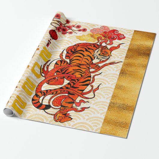 タイガー〔占星術の〕十二宮図中国の、2022年新年 ラッピングペーパー (アンロールド)