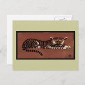 タイガー – 古代カラフル書イラストレーション ポストカード (正面/裏面)