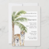 タイガー(大人)ジャングルアニマルパームツリー誕生日 招待状 (正面)