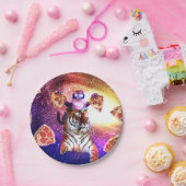 タイガー·宇宙·キャットオン·タイガー·ユニコーン ペーパープレート (パーティー)