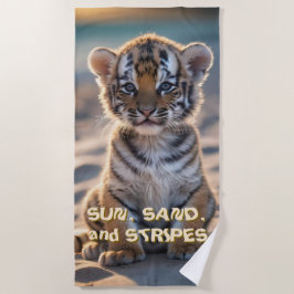 タイガーCub「太陽、砂、およびストライプ」 ビーチタオル
