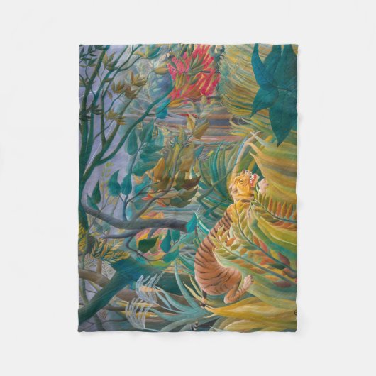 タイガーin嵐の熱帯林エキゾチックなジャングル フリースブランケット (正面)