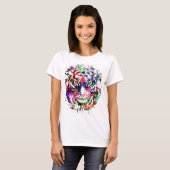 タイガーTシャツ | カラフルスケッチ | 抽象芸術 Tシャツ (正面フル)