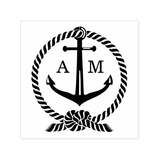 タイザノットボートいかり結婚のモノグラムイニシャル セルフインキングスタンプ (デザイン)