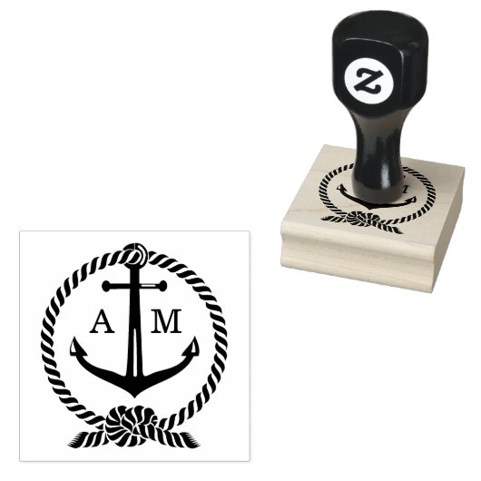 タイザノットボートいかり結婚のモノグラムイニシャル ラバースタンプ (押印)