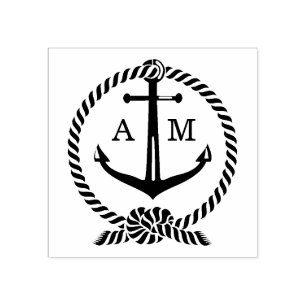 タイザノットボートいかり結婚のモノグラムイニシャル ラバースタンプ