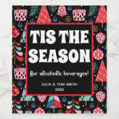 タイズザシーズンレトロおもしろいクリスマス ワインラベル (シングルラベル)