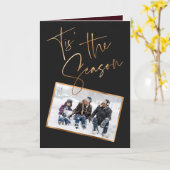 タイズザシーズン引用文ブラックミニマルフォトクリスマス カード (黄色い花)