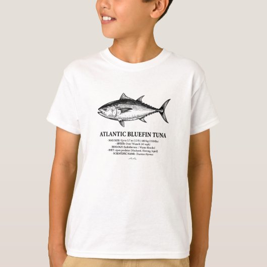 タイセイヨウクロマグロの科学的イラスト Tシャツ (正面)