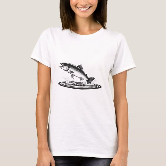 タイセイヨウサケ 跳ねる魚 Tシャツ (正面)