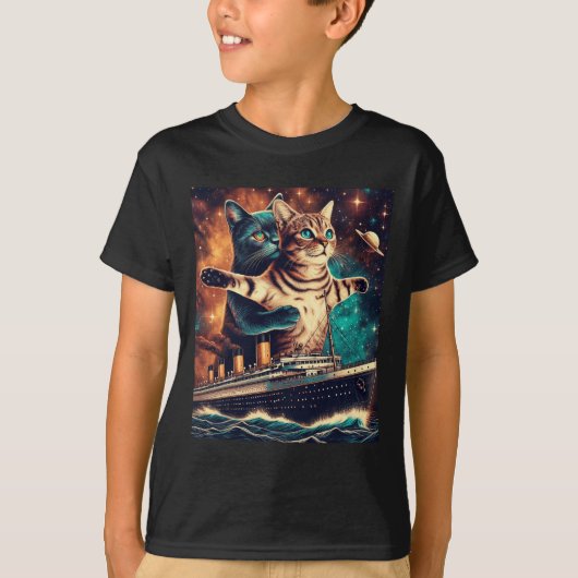 タイタニックおもしろいキャッツ Tシャツ (正面)