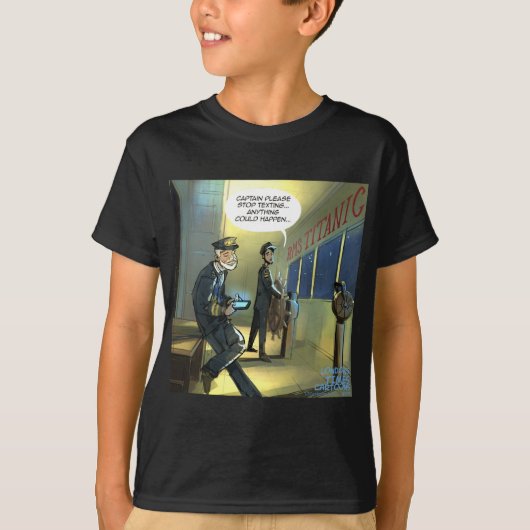 タイタニックでSMS送信はやめよう おもしろTシャツ Tシャツ (正面)