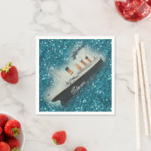 タイタニックサファイアグリッターグラムホワイトスターラインシップ スタンダードカクテルナプキン (インサイチュ)