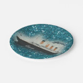 タイタニックサファイアグリッターホワイトスターラインシップ ペーパープレート (アングル)