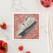 タイタニックバラ金ゴールドグリッターホワイトスターラインシップ スタンダードカクテルナプキン (インサイチュ)