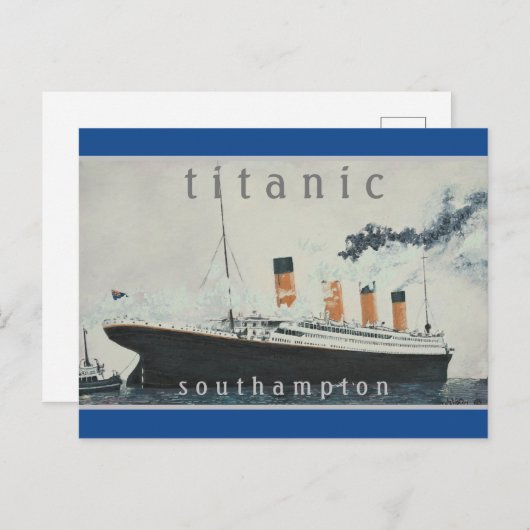 タイタニックパーティーブルーヴィンテージホワイトスターラインシップ ポストカード (正面/裏面)