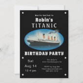 タイタニックブラック誕生日招待状 招待状 (正面)
