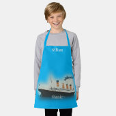 タイタニックブルーホワイトスターラインシップ エプロン (着用した状態)