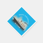 タイタニックブルー誕生日ホワイトスターラインシップ スタンダードカクテルナプキン (角)