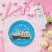 タイタニックブルー誕生日ホワイトスターラインシップ ペーパープレート (パーティー)