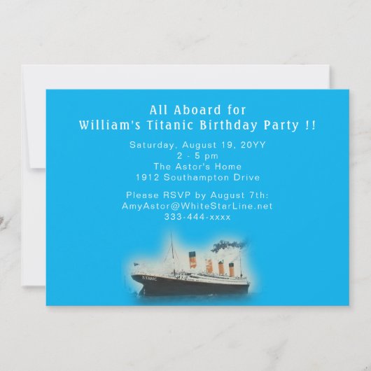 タイタニックブルー誕生日ホワイトスターラインシップ 招待状 (正面)