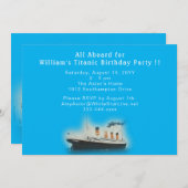 タイタニックブルー誕生日ホワイトスターラインシップ 招待状 (正面/裏面)