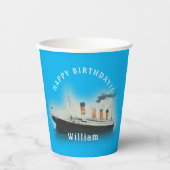 タイタニックブルー誕生日紙カップ 紙コップ (正面)