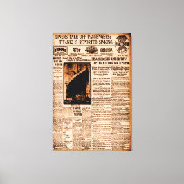 タイタニック号が沈没する海中のセピアヴィンテージと報じられている キャンバスプリント