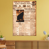 タイタニック号が沈没する海中のセピアヴィンテージと報じられている キャンバスプリント (インサイチュ (リビング))