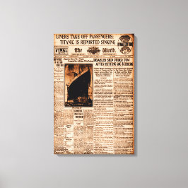 タイタニック号が沈没する海中のセピアヴィンテージと報じられている キャンバスプリント