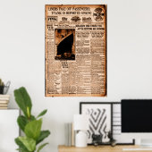 タイタニック号が沈没する海中のセピアヴィンテージと報じられている ポスター (ホームオフィス)