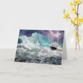 タイタニック号と氷山の絵 カード (黄色い花)