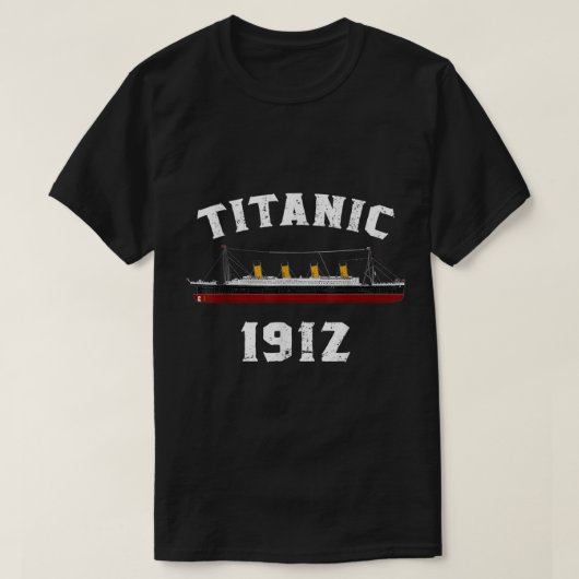 タイタニック号 1912 ビンテージ船舶デザイン Tシャツ (デザイン正面)