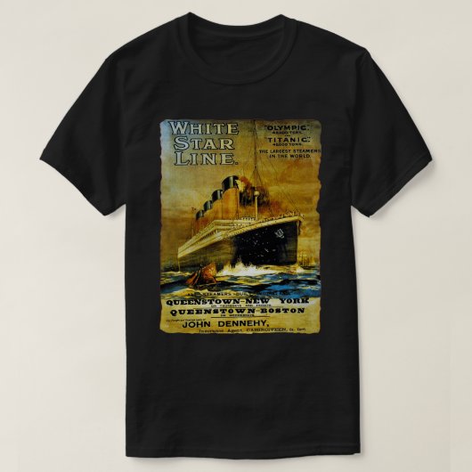 タイタニック帆船クルーズヴィンテージポスター Tシャツ (デザイン正面)