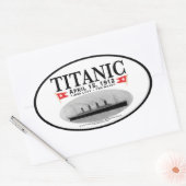 タイタニック幽霊船オーバルステッカー縁ど(黒) 楕円形シール (封筒)