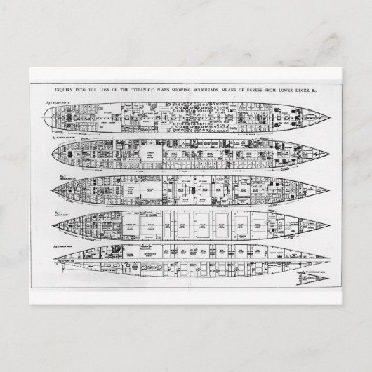 タイタニック損失の調査：断面 ポストカード (正面)