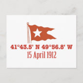 タイタニック沈下GPS座標とホワイトスター国旗 ポストカード (正面)