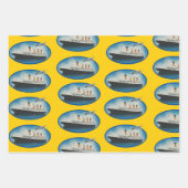 タイタニック誕生日イエローホワイトスターラインシップ ラッピングペーパーシート (正面2)