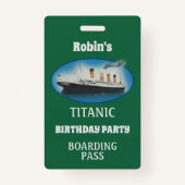 タイタニック誕生日グリーンホワイトスターラインシップ バッジ (正面)