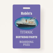 タイタニック誕生日パープルホワイトスターラインシップのバッジ バッジ (正面)
