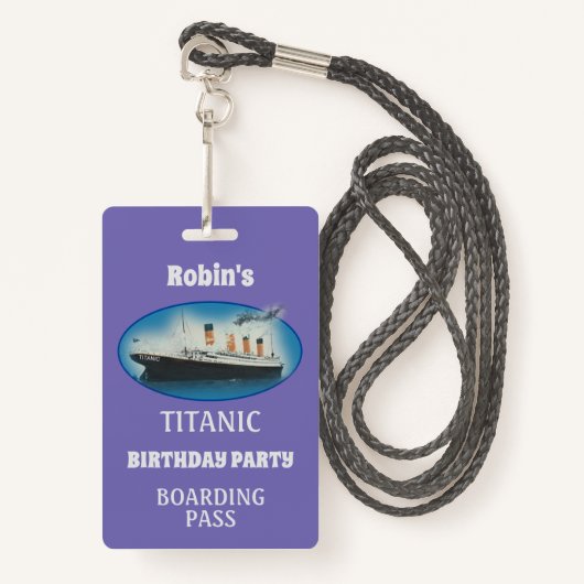 タイタニック誕生日パープルホワイトスターラインシップのバッジ バッジ (正面ランヤード)