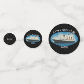 タイタニック誕生日ブラックRMSホワイトスターラインシップ コンフェッティ (正面)