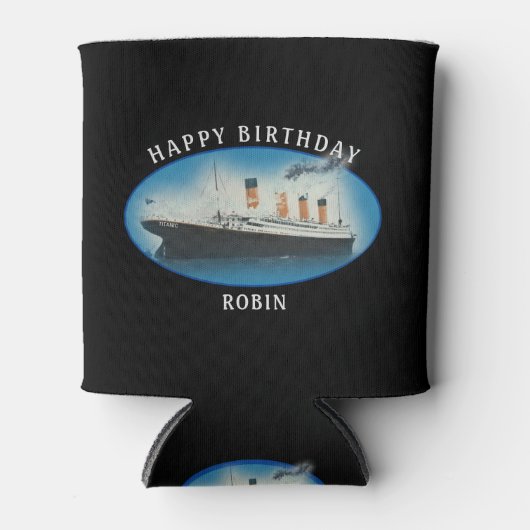 タイタニック誕生日ブラックRMSホワイトスターラインシップ 缶クーラー (正面)