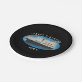 タイタニック誕生日ブラックRMSホワイトスター線船 ペーパープレート (アングル)