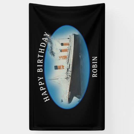 タイタニック誕生日ブラックRMSホワイトスター線船 横断幕 (縦)