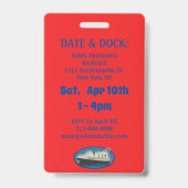 タイタニック誕生日招待状赤白星船 バッジ (裏面)